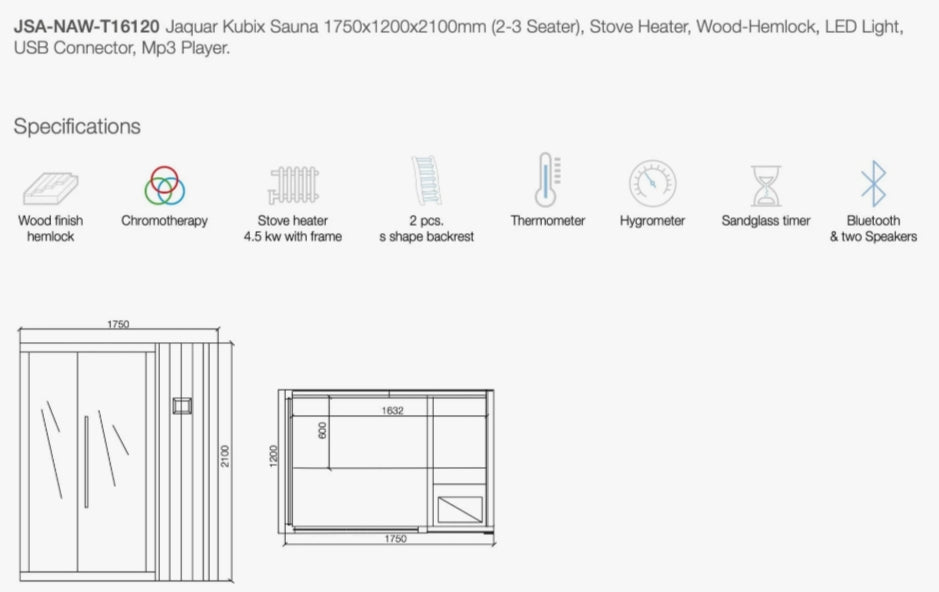 Kubix Sauna (2-3 Seater)  By Jaquar
